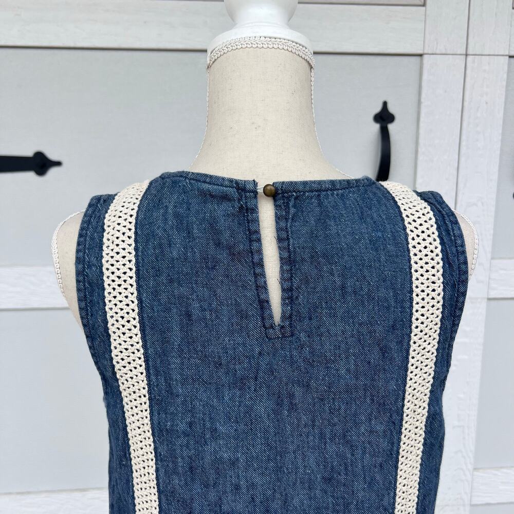 Holding Horses Denim Linen Blend Dress L Boho Cottagecore Anthropologie - Picture 6 of 8